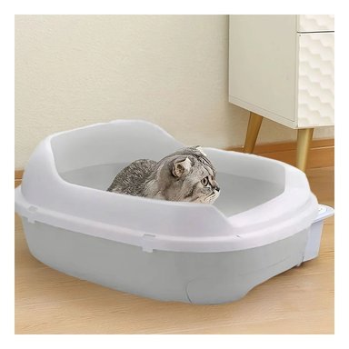 PACK2 CONTENEDOR GRIS PARA GATO CON BANDEJA EXTRAIBLE ABIERTA Y+REGALO STICKER - 3
