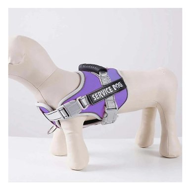 ARNES ACOLCHADO CON ASA SUPERIOR PARA PERRO SERVICE DOG TALLA S MORADO Y+REGALO STICKER - 1
