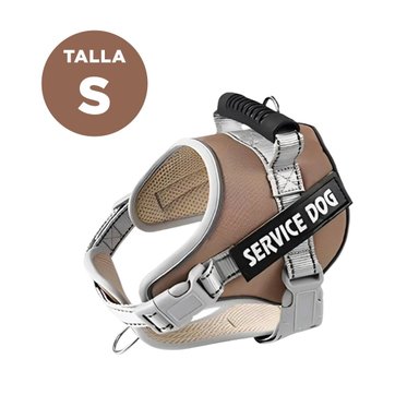 PACK4 ARNES REGULABLE SERVICE DOG TALLA S MARRON CON ASA Y+REGALO STICKER - 4