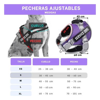 PACK2 HARNESS CHALECO DE PASEO CON ASA PARA PERRO SERVICE DOG TALLA S MORADO Y+REGALO STICKER - 4