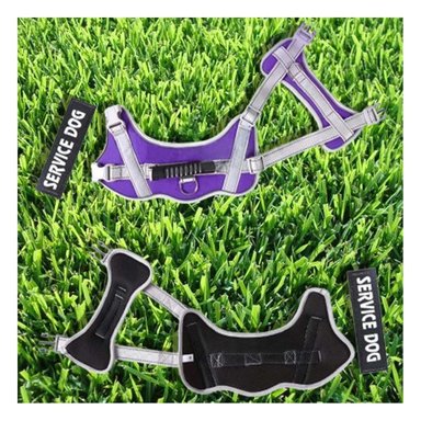 PACK2 HARNESS CHALECO DE PASEO CON ASA PARA PERRO SERVICE DOG TALLA S MORADO Y+REGALO STICKER - 5