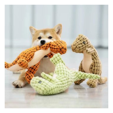 FIGURA ACOLCHADA DE DINOSAURIO VERDE CLARO PARA MASCOTA CON FORMA REALISTA Y+LIGAS REGALO - 2