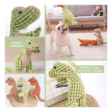 FIGURA ACOLCHADA DE DINOSAURIO VERDE CLARO PARA MASCOTA CON FORMA REALISTA Y+LIGAS REGALO - 5