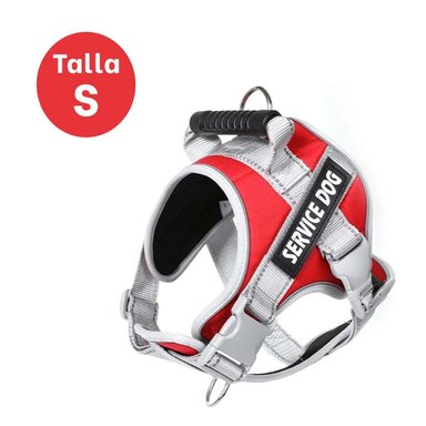 PACK4 ARNES REGULABLE SERVICE DOG TALLA S ROJO CON ASA Y CIERRES SEGUROS Y+REGALO STICKER - 4