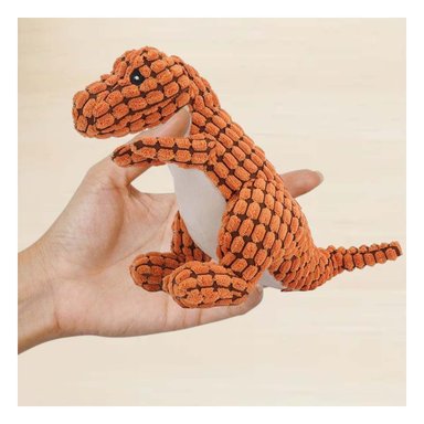 PACK6 MUNECO PARA GATO DINOSAURIO NARANJA CON TELA ACOLCHADA Y SUAVE Y+PAPEL REGALO - 2