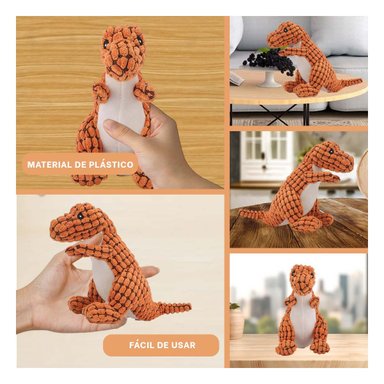 PACK6 MUNECO PARA GATO DINOSAURIO NARANJA CON TELA ACOLCHADA Y SUAVE Y+PAPEL REGALO - 3