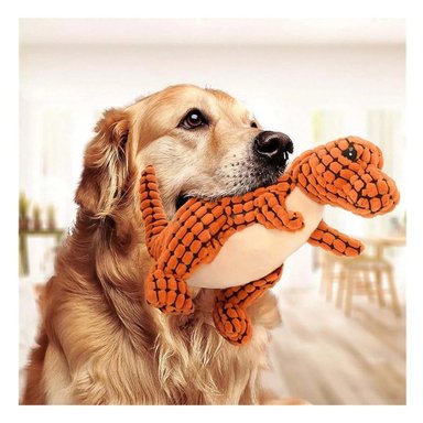 PACK6 MUNECO PARA GATO DINOSAURIO NARANJA CON TELA ACOLCHADA Y SUAVE Y+PAPEL REGALO - 5
