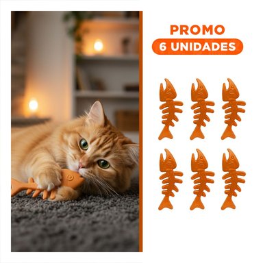 PACK6 PIEZA RESISTENTE DE GOMA EN FORMA DE PESCADO EN COLOR NARANJA PARA JUEGO DIARIO - 1