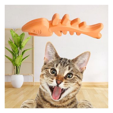 PACK6 PIEZA RESISTENTE DE GOMA EN FORMA DE PESCADO EN COLOR NARANJA PARA JUEGO DIARIO - 2