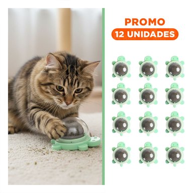 PACK12 ESFERA VERDE CON GIRATORIO Y HIERBA GATERA DE TORTUGA PARA MASCOTAS Y+REGALO STICKER - 1