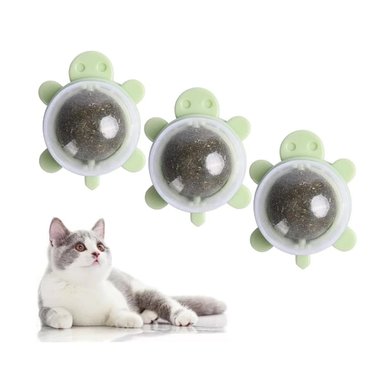 PACK12 ESFERA VERDE CON GIRATORIO Y HIERBA GATERA DE TORTUGA PARA MASCOTAS Y+REGALO STICKER - 2