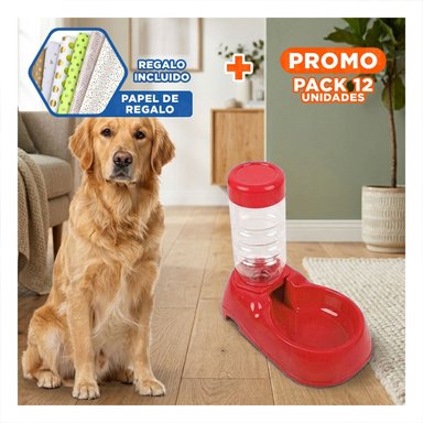 PACK12 RECIPIENTE DE AGUA ROJO PARA MASCOTA COMODO Y PRACTICO Y RESISTENTE Y+PAPEL REGALO - 1