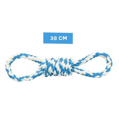PACK2 JUGUETE TRENZADO CELESTE PARA MASCOTA 4 NUDOS REFORZADO Y RESISTENTE Y+PAPEL REGALO - 4