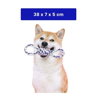 PACK2 JUGUETE TRENZADO AZUL PARA MASCOTA 4 NUDOS REFORZADO Y RESISTENTE Y+PAPEL REGALO - 4