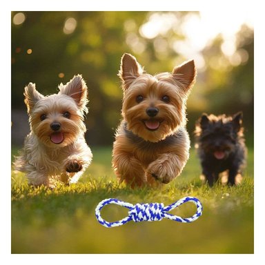 PACK2 JUGUETE TRENZADO AZUL PARA MASCOTA 4 NUDOS REFORZADO Y RESISTENTE Y+PAPEL REGALO - 5