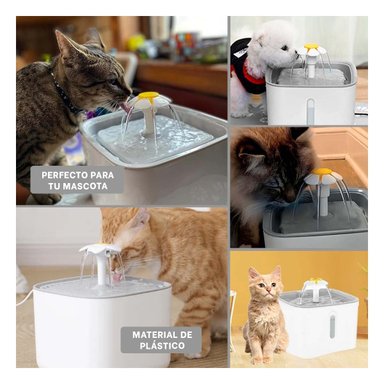 PACK2 CENTRO DE AGUA CUADRADO BLANCO PLOMO DE PLASTICO PARA MASCOTA PRACTICA Y+PAPEL REGALO - 3