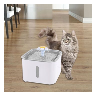 PACK2 CENTRO DE AGUA CUADRADO BLANCO PLOMO DE PLASTICO PARA MASCOTA PRACTICA Y+PAPEL REGALO - 5