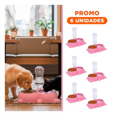 PACK6 DISPENSADOR COMPACTO Y SEGURO ROSADO PARA MASCOTAS PEQUENAS - 1