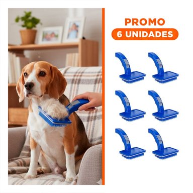 PACK6 PEINADOR MULTIFUNCION PARA MASCOTAS CON BOTON DE AUTOLIMPIEZA PLASTICO AZUL - 1
