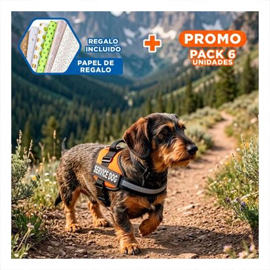 PACK6 ARNES DE PASEO SERVICE DOG TALLA S ANARANJADO MASCOTA URBANA Y+PAPEL REGALO - 1