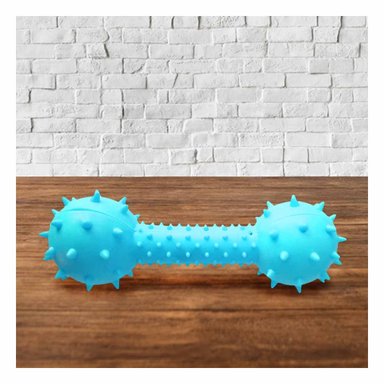 PACK4 HUESO DE JEBE CELESTE CON RELIEVE Y BOLAS PARA JUEGO CONTINUO - 2