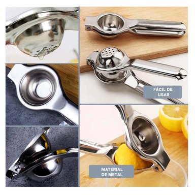 PACK2 EXPRIMIDOR DE LIMON EN METAL CON 21 CM X 6 CM TONO EN COLOR PLATEADO Y+PAPEL REGALO - 3