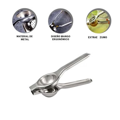 PACK2 EXPRIMIDOR 21 CM X 6 CM EN METAL EN COLOR PLATEADO PARA PREPARACIONES DIARIAS - 2