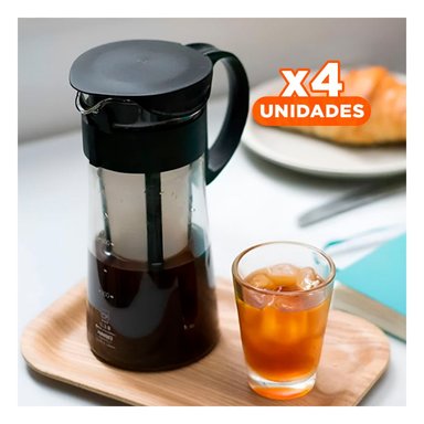 PACK4 COPA DE VIDRIO 900 ML CON FILTRO INTERNO Y TAPA NEGRA COCINA - 1