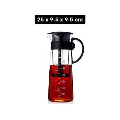 PACK4 COPA DE VIDRIO 900 ML CON FILTRO INTERNO Y TAPA NEGRA COCINA - 4