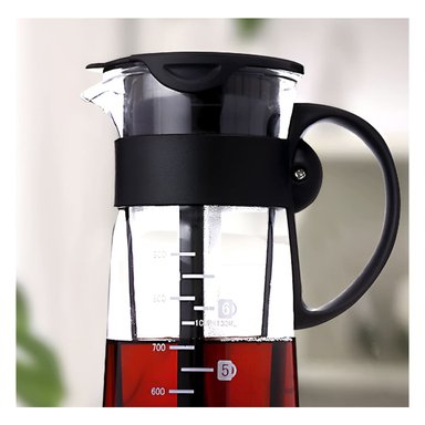 PACK4 COPA DE VIDRIO 900 ML CON FILTRO INTERNO Y TAPA NEGRA COCINA - 5