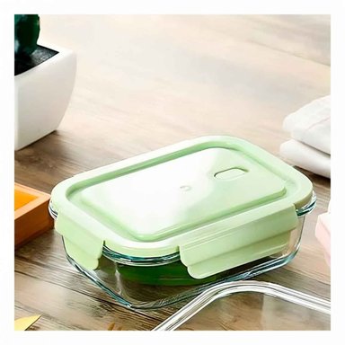 PACK6 RECIPIENTE PEQUENO DE VIDRIO 410 ML CON TAPA VERDE COCINA - 5