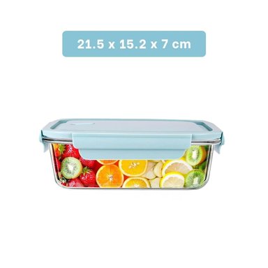 PACK6 PORTA COMIDA DE VIDRIO 1040 ML CON TAPA CELESTE PARA TRANSPORTE Y+REGALO STICKER - 4