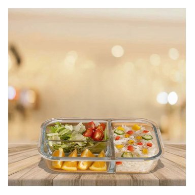 PACK12 CONTENEDOR DE VIDRIO ROSADO PARA REFRIGERAR CON 3 DIVISIONES - 5