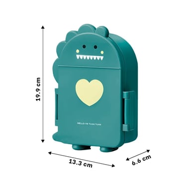 PACK4 CONTENEDOR INFANTIL EN FORMA DE DINOSAURIO COLOR VERDE CON CUBIERTOS Y+REGALO STICKER - 4