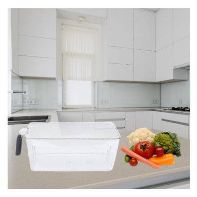 PACK2 CONTENEDOR DE COCINA RECTANGULAR CON ASA PARA REFRIGERADOR PLOMO - 5