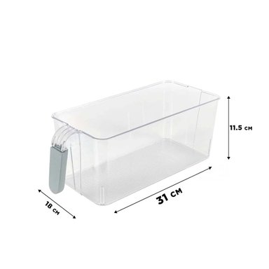 PACK6 BANDEJA TRANSPARENTE RECTANGULAR CON ASA PARA REFRIGERADOR PLOMO - 4