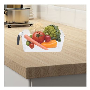 PACK6 BANDEJA TRANSPARENTE RECTANGULAR CON ASA PARA REFRIGERADOR PLOMO - 5
