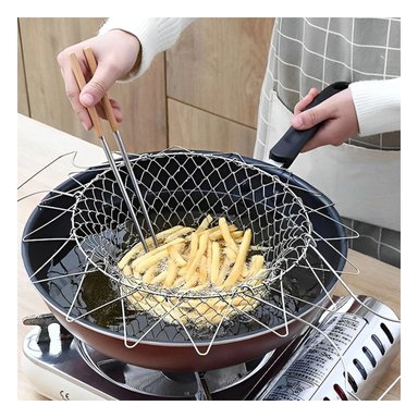PACK2 BANDEJA FREIR ACERO 23CM PLATEADO PARA COCINA VERSATIL Y PRACTICO - 2