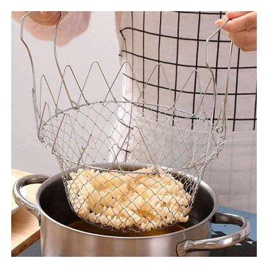 PACK2 BANDEJA FREIR ACERO 23CM PLATEADO PARA COCINA VERSATIL Y PRACTICO - 3