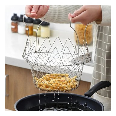 PACK2 BANDEJA FREIR ACERO 23CM PLATEADO PARA COCINA VERSATIL Y PRACTICO - 5