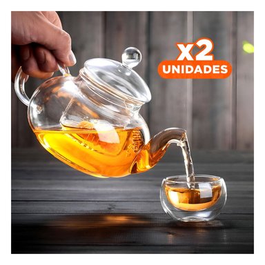PACK2 ELEGANTE TETERA DE INFUSION 100 ML TRANSPARENTE CON TAPA USO PRACTICO Y+REGALO STICKER - 1