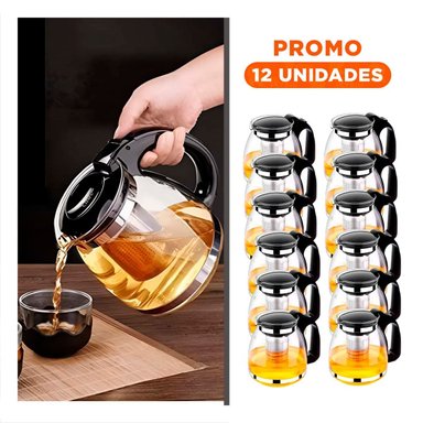 PACK12 CAFETERA COMPACTA PORTATIL DE VIDRIO CON FILTRO 1.5 LT PARA INFUSIONES Y+REGALO STICKER - 1