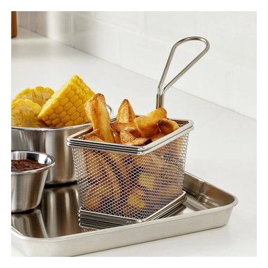 PACK2 RECIPIENTE COMPACTO PARA PAPAS FRITAS PLATEADO 10X8X7 CM HOGAR Y+REGALO STICKER - 3