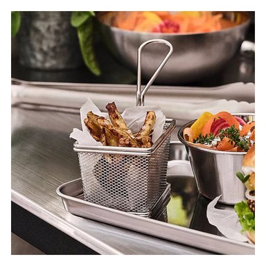 PACK2 RECIPIENTE COMPACTO PARA PAPAS FRITAS PLATEADO 10X8X7 CM HOGAR Y+REGALO STICKER - 5
