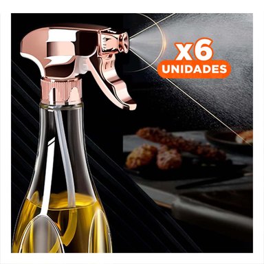 PACK6 ATOMIZADOR DE ACEITE SPRAY 240ML ORO ROSA COMODO ROCIAR ACEITE Y+REGALO STICKER - 1