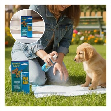 PACK6 PULVERIZADOR DE ADIESTRAMIENTO Y LIMPIEZA PARA CACHORROS CELESTE Y+PAPEL REGALO - 2