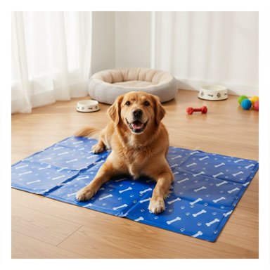 PACK4 SUPERFICIE CONFORT PARA MASCOTAS ESTAMPADO HUESITOS 50X90CM L AZUL Y+PAPEL REGALO - 2