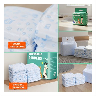 PACK4 CINTURON HIGIENICO CON MATERIAL ABSORBENTE PERRO MACHO TALLA L VERDE Y+REGALO STICKER - 2