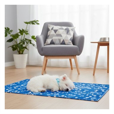 PACK2 ALFOMBRA PARA PERRO EN DIAS CALUROSOS 50X90CM L AZUL ESTILO BURBUJAS Y+PAPEL REGALO - 2