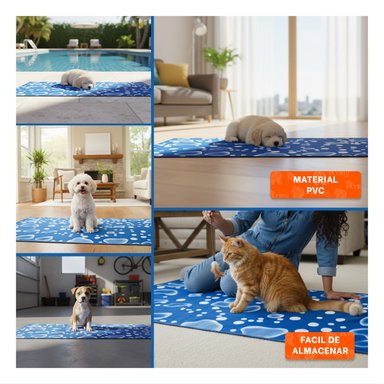 PACK2 ALFOMBRA PARA PERRO EN DIAS CALUROSOS 50X90CM L AZUL ESTILO BURBUJAS Y+PAPEL REGALO - 3